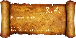 Kromer Andor névjegykártya